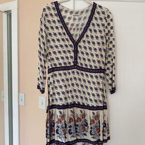 Arnhem Moondance Dress Long Sleeve V-Neck Floral Print Pullover White US S/AU10